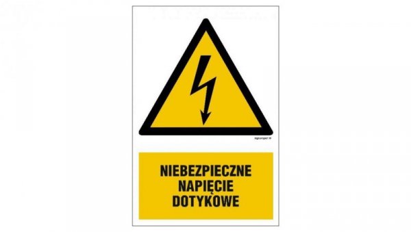 ZNAK - HA015 Niebezpieczne napięcie dotykowe 10 x 15 cm FN - Folia samoprzylepna