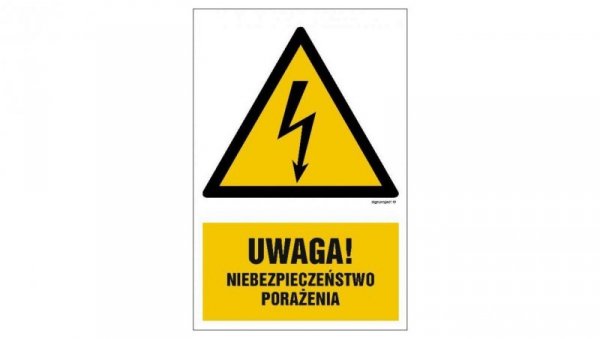 ZNAK - HA019 Uwaga niebezpieczeństwo porażenia 70 x 105 cm FN - Folia samoprzylepna