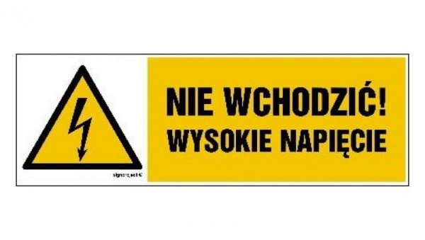 ZNAK - HB024 Nie wchodzić wysokie napięcie 15 x 5 cm PN - Płyta 1mm