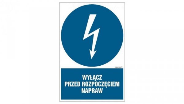 ZNAK - HE017 Używaj narzędzi o napędzie elektrycznym zasilanym napięciem 24V 70 x 105 cm PN - Płyta 1mm