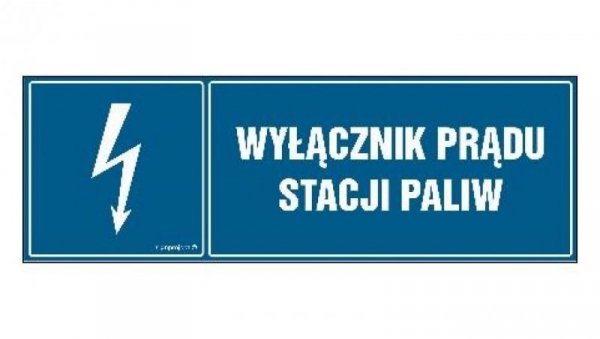 ZNAK - HH020 Wyłącznik prądu stacji paliw 20 x 6,7 cm FN - Folia samoprzylepna