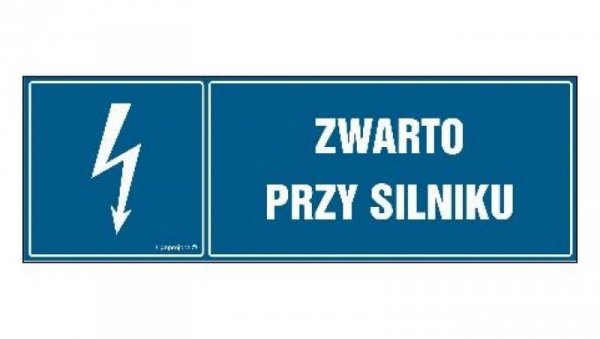 ZNAK - HH051 Zwarto przy silniku 20 x 6,7 cm FN - Folia samoprzylepna