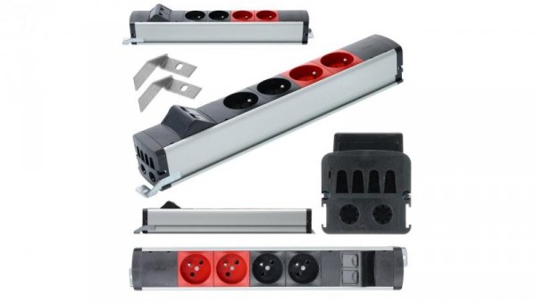 Simon 480 Listwa zasilająca na 4 gniazda (2x DATA) + 2 gniazda RJ45 czarna