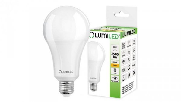 Żarówka LED E27 A80 18W = 150W 2500lm 3000K Ciepła 260 LUMILED