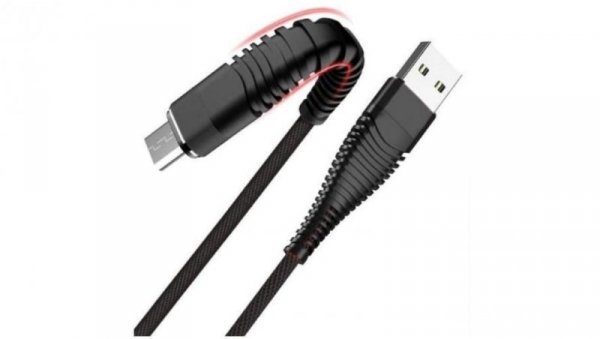 Kabel USB - lightning wzmacniany czarny 1m LB0154 LIBOX