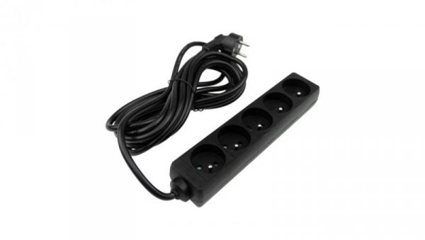 Przedłużacz 5 gniazd 5m z/u 3x1.5mm2 CZARNY