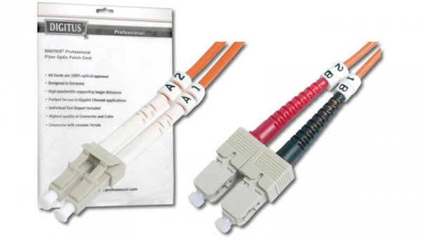 Patch cord światłowodowy LC/SC duplex MM 50/125 OM2 3m LS0H pomarańczowy DK-2532-03