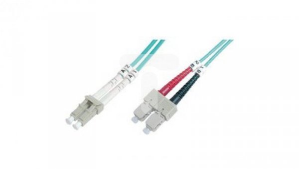 Patch cord światłowodowy LC/SC duplex MM 50/125 OM3 1m LS0H turkusowy DK-2532-01/3