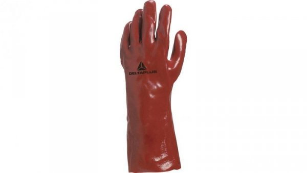 Rękawice z PVC na wkładzie z dżerseju całkowicie powlekane dł. 35 cm kolor czerwony rozmiar 10 MAIN PVC733510