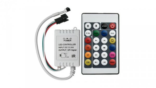Kontroler sterownik RGB IR IC WS2811 24 przyciski 72W do 1000 pikseli Digital