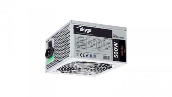 Akyga AK-B1-500E Zasilacz ATX 500W PPFC P4 3x SATA 2x Molex FAN 12cm