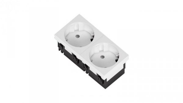 Gniazdo Schuko S2B33 2x2P+Z bez blokady białe, podwójne 33st 1 szt. 339017