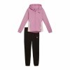 Dres Dziecięcy Puma Hooded Sweat Suit Fleece Cl Czarny Różowy 2 Części