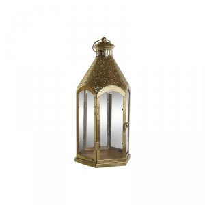 Świeczniki Home ESPRIT Złoty Metal Szkło 23 x 23 x 48 cm
