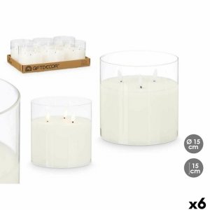 Świeca LED Z23688 Biały Przezroczysty 15 x 15 x 15 cm (AA) (6 Sztuk)