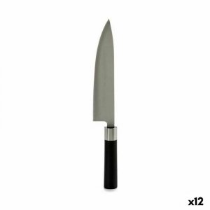Nóż kuchenny Kinvara KT11-5604S01 Czarny Srebrzysty Stal nierdzewna Plastikowy 5 x 33,5 x 2,3 cm (12 Sztuk)