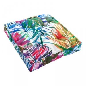 Poduszka DKD Home Decor 8424001666423 Oceaniczny Poliester Aluminium Wielokolorowy Tropikalny Liść roślin (43 x 43 x 7 cm)