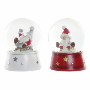 Bombka świąteczna DKD Home Decor Żywica Szkło Święty Mikołaj (2 pcs) (9.5 x 9.5 x 13.5 cm)