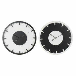 Zegar Ścienny DKD Home Decor 50 x 3,5 x 50 cm Czarny Biały Vintage Drewno MDF (2 Sztuk)