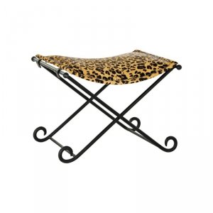 Ergonomiczny DKD Home Decor Czarny Metal Brązowy Skóra Lampart (55 x 45 x 41 cm)