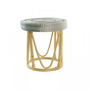 Ergonomiczny DKD Home Decor Naturalny Turkusowy Biały Rattan Tropikalny Trawa morska (41 x 41 x 42 cm)