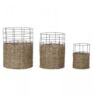 zestaw koszyków DKD Home Decor Metal Kolonialny Juta (35 x 35 x 45 cm)