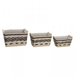zestaw koszyków DKD Home Decor Poliester Kolonialny Włókno (38 x 26 x 24 cm)