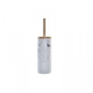 Szczotka toaletowa DKD Home Decor Biały Naturalny Metal Żywica Guma naturalna Marmur Scandi 30 x 40 cm 10,3 x 10,3 x 38 cm