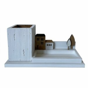 Wielofunkcyjny organizer DKD Home Decor Pióro Biały Brązowy Drewno Metal 30 x 40 cm 28 x 11 x 14 cm