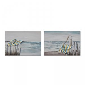 Obraz DKD Home Decor Plaża Śródziemnomorski (90 x 2,5 x 60 cm) (2 Sztuk)