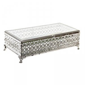 Pudełko na biżuterię DKD Home Decor Szkło Srebrzysty Metal (25,5 x 12,5 x 7,5 cm)