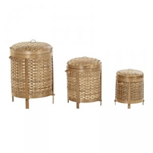 zestaw koszyków DKD Home Decor Naturalny 31 x 31 x 44 cm Bambus Boho