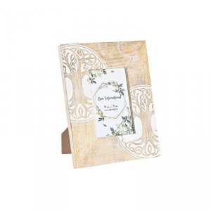 Ramka na Zdjęcia DKD Home Decor Biały Brązowy Drewno Szkło Drewno mango Drzewo Indianin 20 x 2 x 25,5 cm