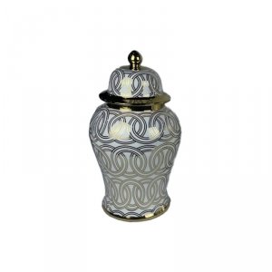 Szkatułka DKD Home Decor Porcelana Złoty Biały Orientalny (22 x 22 x 42 cm)