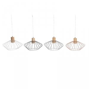 Lampa Sufitowa DKD Home Decor 34 x 34 x 21 cm Srebrzysty Czarny Szary Różowy Metal Biały 50 W 60 W Sosna