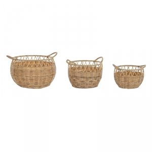 zestaw koszyków DKD Home Decor Naturalny Metal Polietylen 38 x 38 x 34 cm 38 x 38 x 27 cm 3 Części