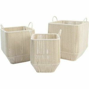 zestaw koszyków DKD Home Decor Beżowy Metal (3 Części)