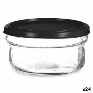 Okrągłe pudełko na lunch z pokrywką Vivalto 249-2 Czarny Przezroczysty Szkło Plastikowy 415 ml 12 x 6 x 12 cm (24 Sztuk)
