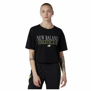 Koszulka z krótkim rękawem Damska New Balance Essentials Athletic Club Boxy Czarny