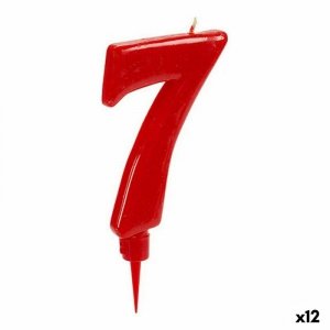 Świeca Czerwony Urodziny Cyfry 7 (12 Sztuk)