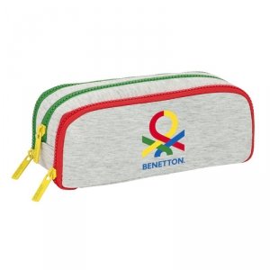 Piórnik Potrójny Benetton Pop Szary (21 x 8 x 8 cm)