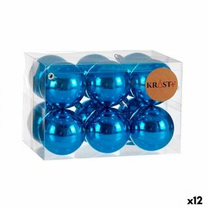 Zestaw bombek choinkowych Krist+ K1912476-1 Niebieski Plastikowy Ø 7 cm (12 Sztuk)