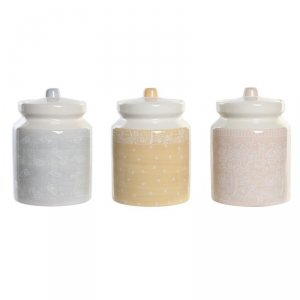 Łódź DKD Home Decor 12 x 12 x 16 cm Niebieski Różowy Żółty Dolomite Shabby Chic (3 Sztuk)