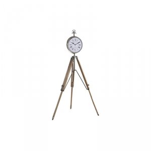 Stolné hodiny DKD Home Decor 22 x 40 x 80 cm Naturalny Srebrzysty Aluminium Tripod Drewno mango Tradycyjny