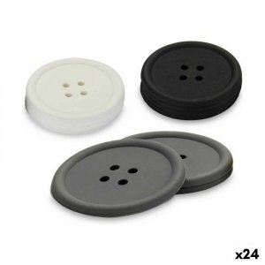Podstawki Kinvara CH52542-13-D Biały Czarny Szary Silikon Przycisk 8,8 x 8,8 x 0,05 cm Set (24 Sztuk)