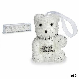 Zestaw ozdób bożonarodzeniowych Krist+ 00534 Biały Srebrzysty Niedźwiedź 5,5 x 7 x 5,5 cm (12 Sztuk)