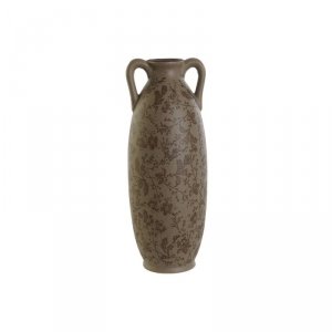 Wazon Home ESPRIT Brązowy Kolor Zielony Kamionka Liść roślin 13 x 13 x 35 cm