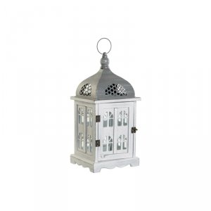 Lampa DKD Home Decor Wykończenie antyczne Biały Szary Drewno Szkło 19 x 19 x 42 cm
