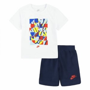 Zestaw Sportowy dla Dzieci Nike Nsw Add Ft Short  Niebieski Biały Wielokolorowy 2 Części