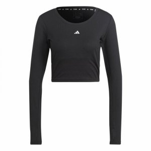 Koszulka z długim rękawem Damska Adidas Studio Czarny